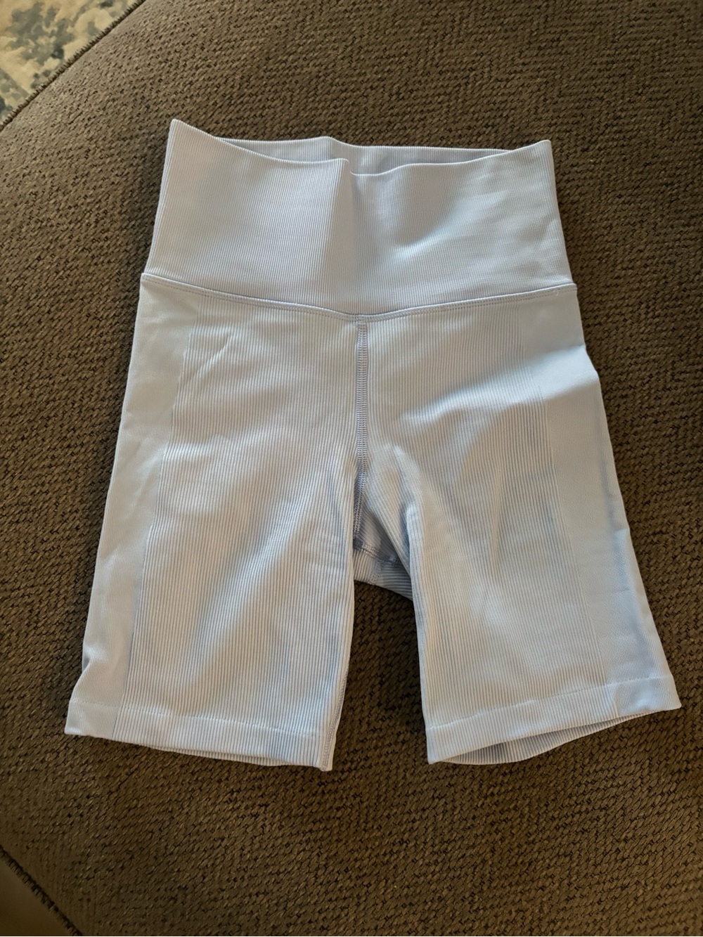 Athleta Light Blue High-Rise Ribbed Bike Shorts